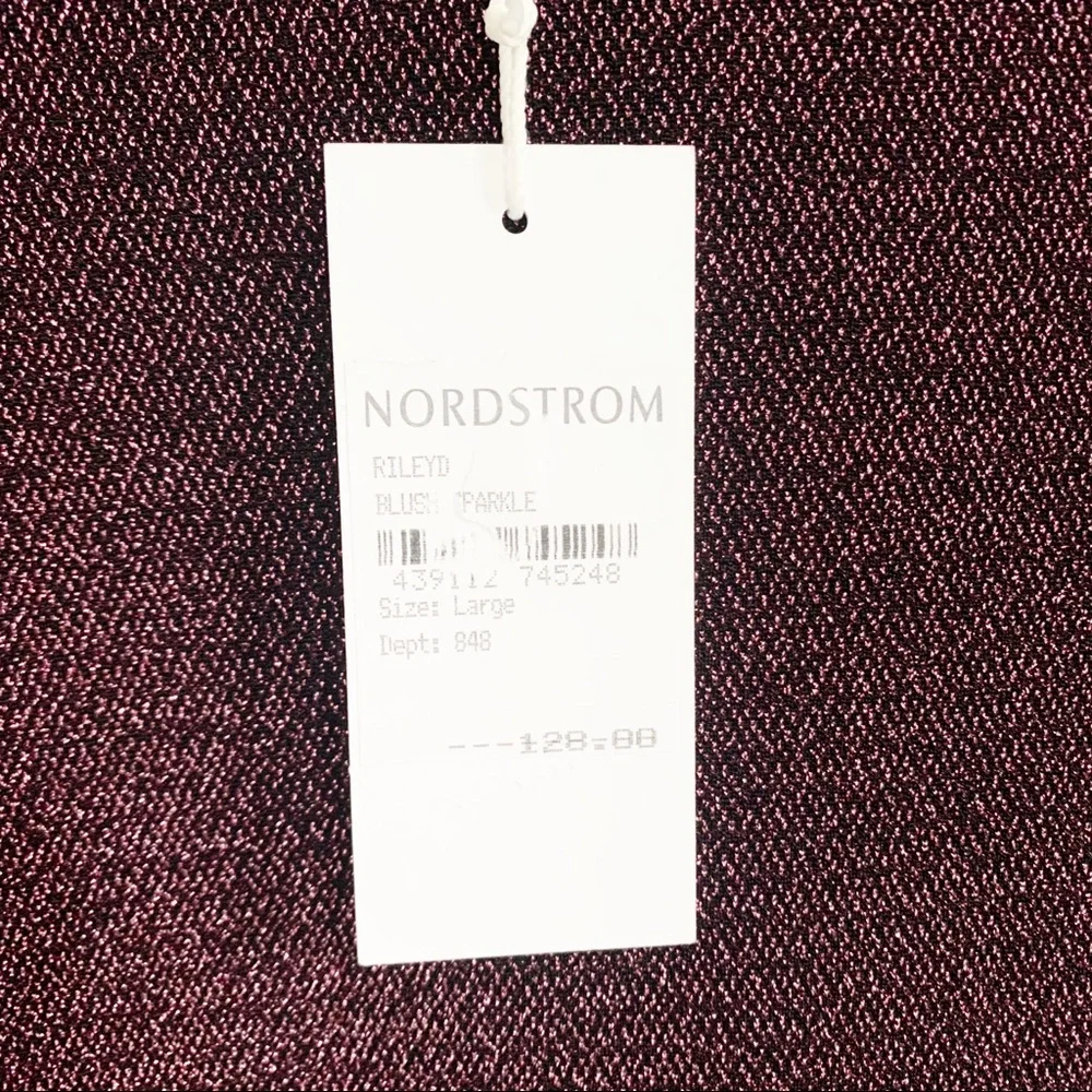 REFORMATION Riley Blush Sparkle Long Sleeve Dress size Large - Picture 9 of 11